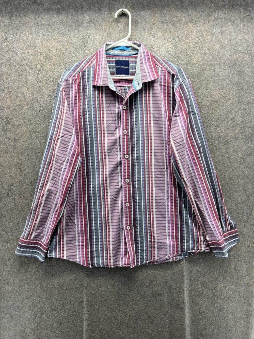 Tommy Bahama Shirt Men Large Multi Stripe Long Sleeve Button Up Casual Woven